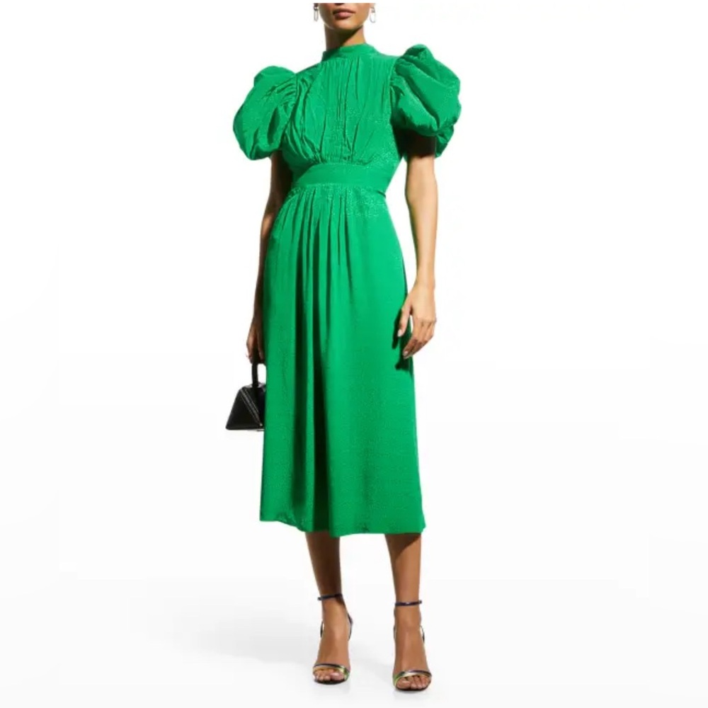 ROTATE Birger Christensen Green Puff Sleeve Dress – Statement Piece US 2